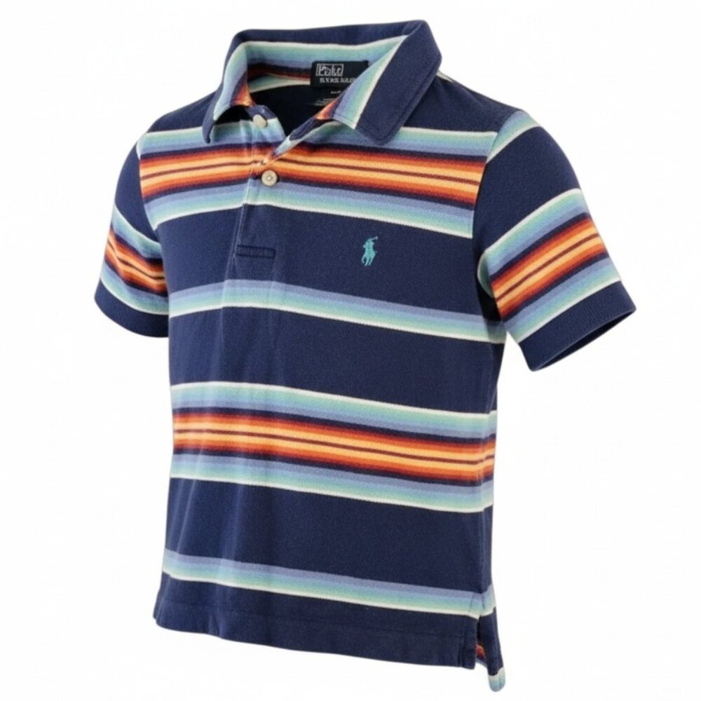 VINTAGE POLO RALPH LAUREN Rainbow Striped Polo Shirt Boys 4T Retro Stripes - Picture 10 of 10